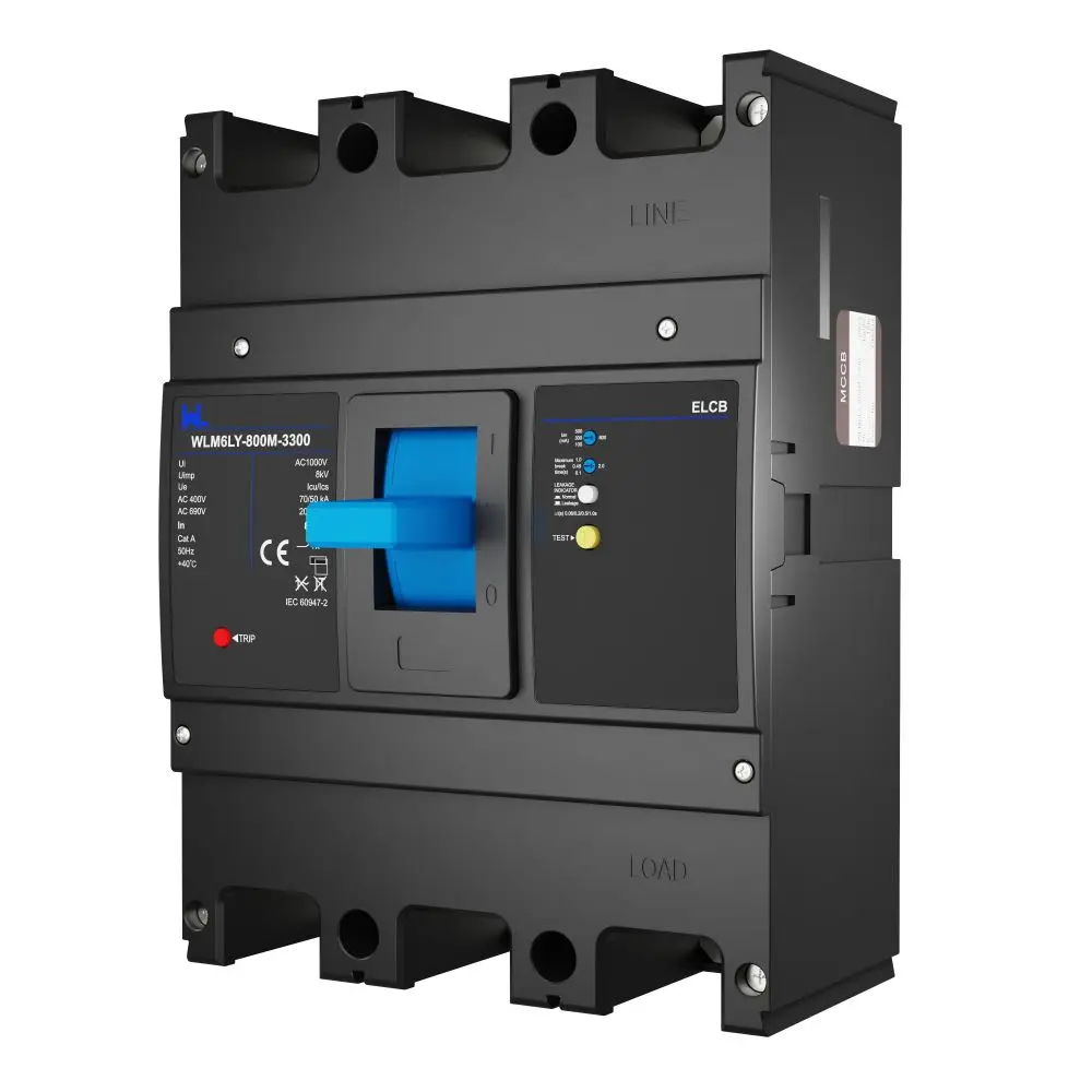WLM6LY-800A-4300 4P   WLM6L Series earth leakage protection type RCCB 400V 800A 3 poles 4 Poles  mccb breaker