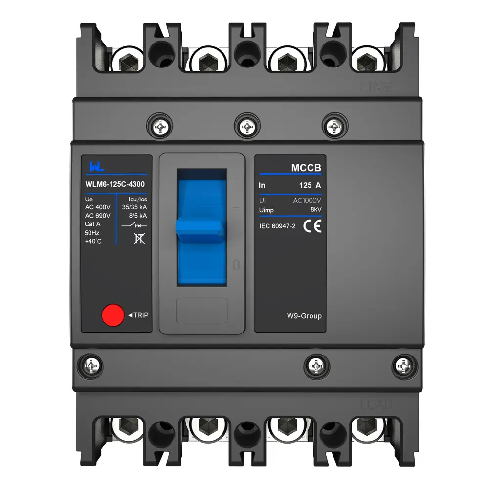 WLM6 Series thermal magnetic type mccb 400V/690V 125A 3/4 Poles