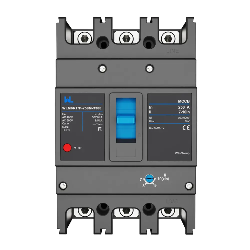 Adjustable Mccb WLM6RT-250A-3300 3P/4P  WLM6RT Series industrial thermal magnetic type circuit breaker 400V/690V mccb 250A 3/4 Poles