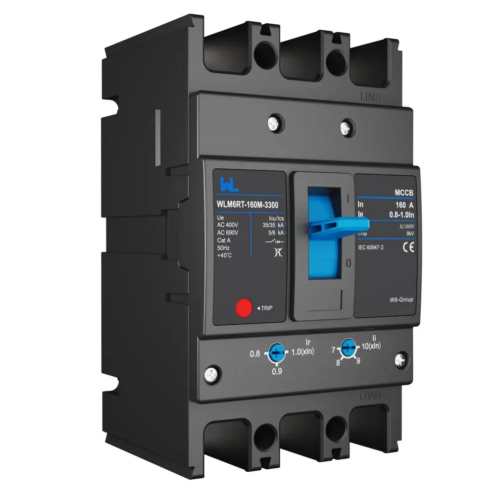 Adjustable Mccb WLM6RT-160A-3300 3P  WLM6RT Series thermal magnetic type mccb  400V/690V mccb 125A 3 Poles