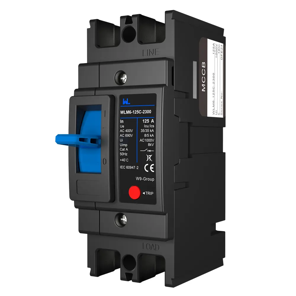 MCCB circuit breaker WLM6 Series thermal magnetic type mccb 400V/690V 125A 3/4 Poles