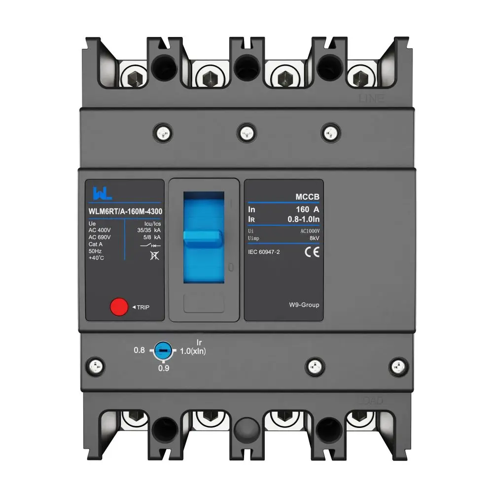 Adjustable Mccb WLM6RT-160A-3300 3P  WLM6RT Series thermal magnetic type mccb  400V/690V mccb 125A 3 Poles