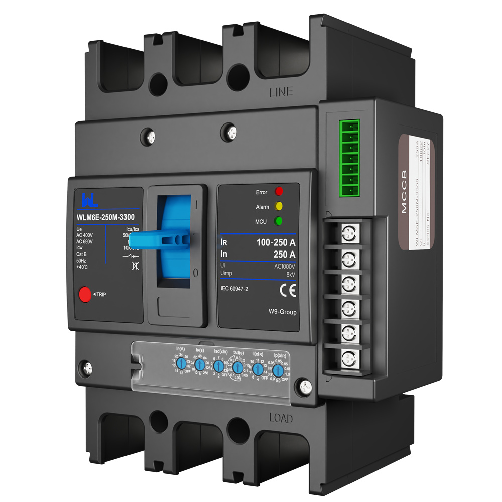 MCCB circuit breaker WLM6E-250A-3300 3P/4P WLM6E Series electronic circuit breaker Molded Case Circuit Breaker 400V/690V MCCB 250A 3/4 poles with modbus RS485