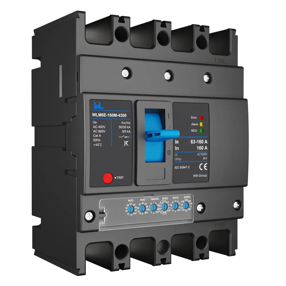 MCCB circuit breaker WLM6E-160A-3300 3P/4P WLM6E Series electronic circuit breaker lsig circuit breaker MCCB 125 A 3 Poles/4 Poles