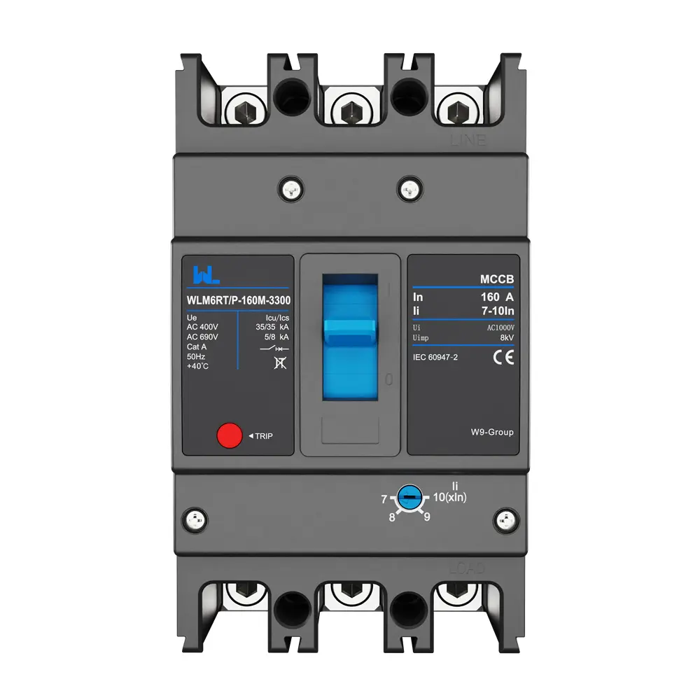 Adjustable Mccb WLM6RT-160A-3300 3P  WLM6RT Series thermal magnetic type mccb  400V/690V mccb 125A 3 Poles