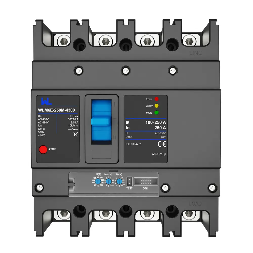 MCCB circuit breaker WLM6E-250A-3300 3P/4P WLM6E Series electronic circuit breaker Molded Case Circuit Breaker 400V/690V MCCB 250A 3/4 poles with modbus RS485