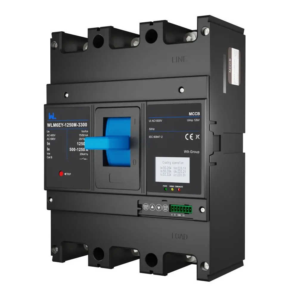 WLM6EY-1250A-3300 3P/4P liquid crystal type  MCCB 1250A electronic circuit breaker 400V/690V 3 Poles /4 Poles with Modbus RS485