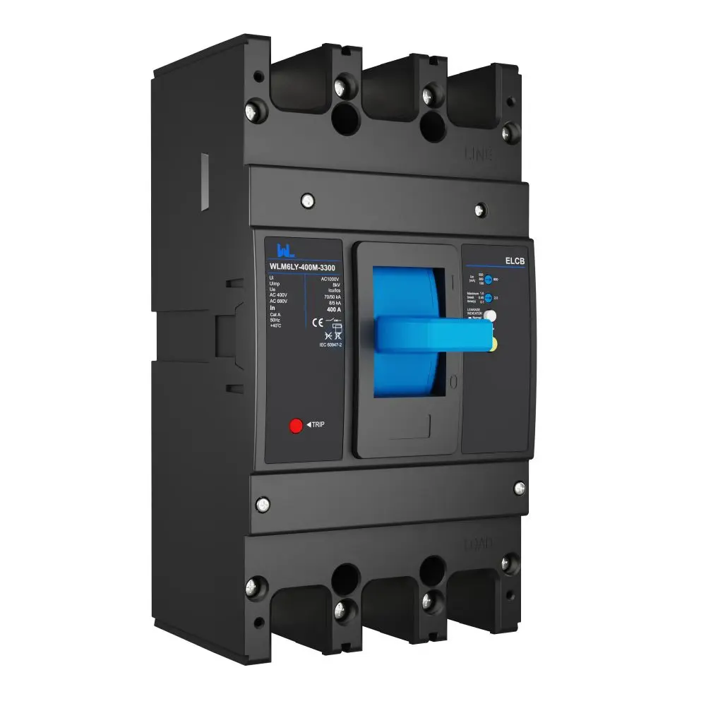 WLM6LY-400A-4300 4P   WLM6L Series earth leakage protection type RCCB 400V 400amper 3 poles 4 Poles  mccb breaker