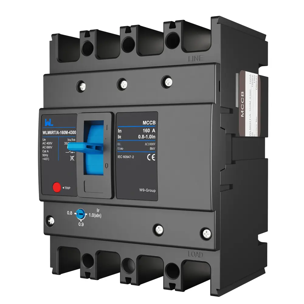 Adjustable Mccb WLM6RT-160A-3300 3P  WLM6RT Series thermal magnetic type mccb  400V/690V mccb 125A 3 Poles