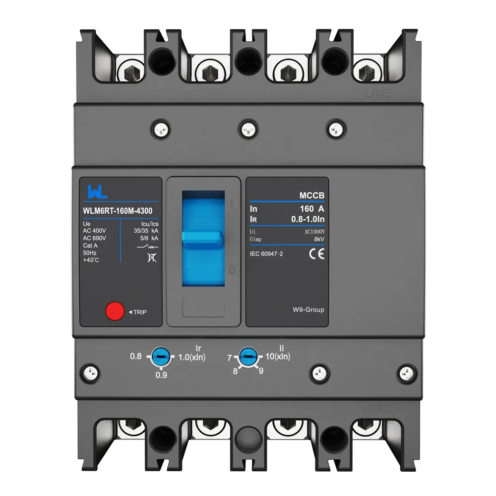 Adjustable Mccb WLM6RT-160A-3300 3P  WLM6RT Series thermal magnetic type mccb  400V/690V mccb 125A 3 Poles