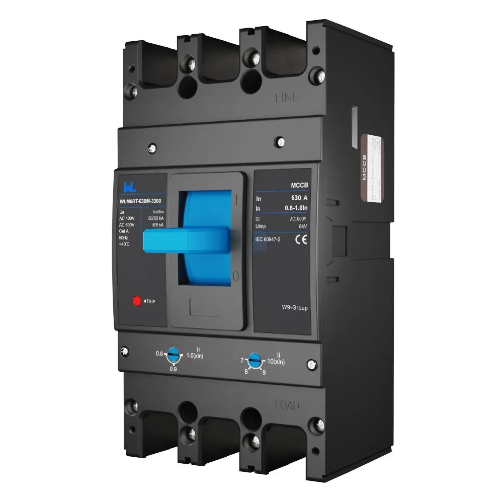 Adjustable Mccb WLM6RT-630A-3300 3P  WLM6RT Series thermal magnetic type  400V/690V mccb 630A 3 Poles