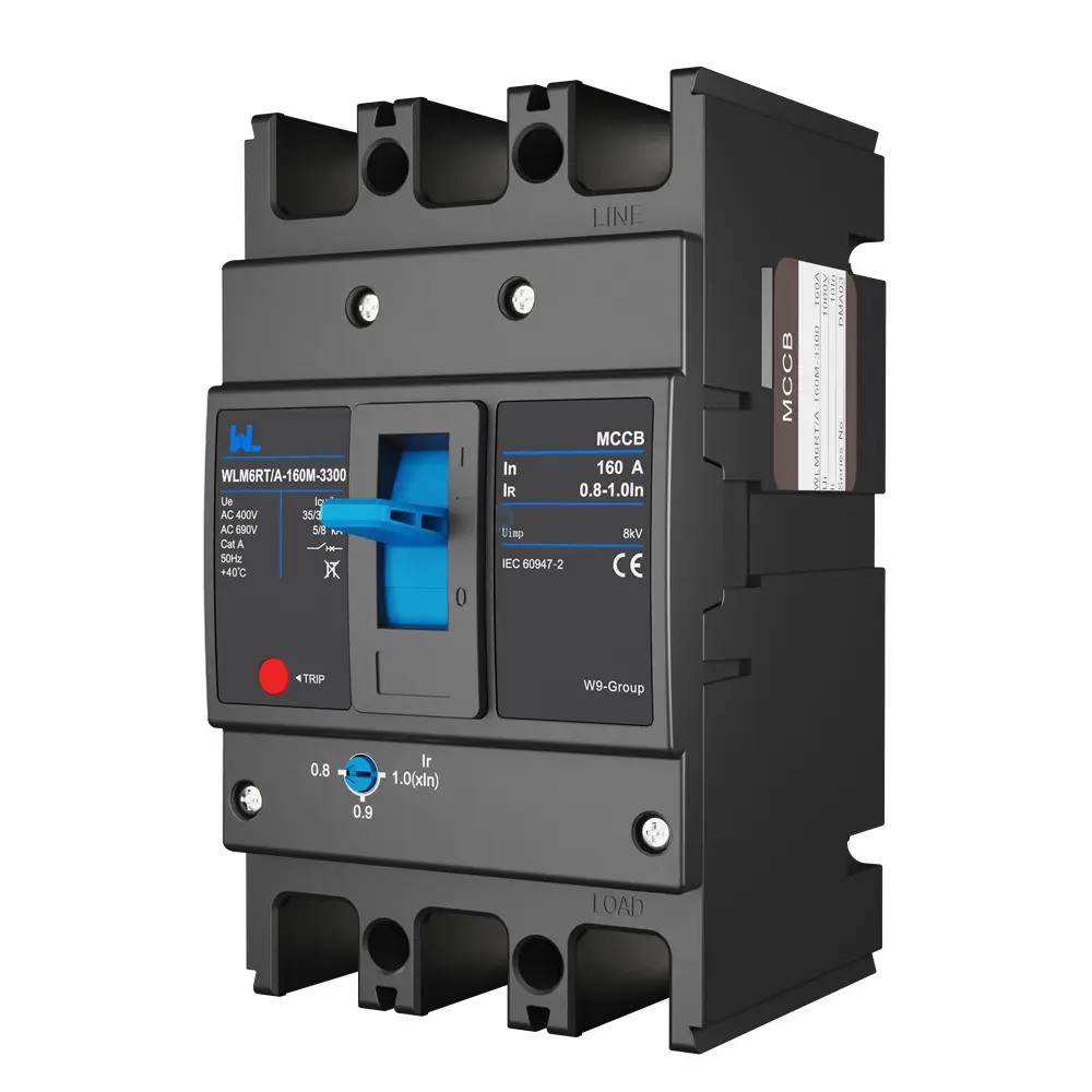 Adjustable Mccb WLM6RT-160A-3300 3P  WLM6RT Series thermal magnetic type mccb  400V/690V mccb 125A 3 Poles