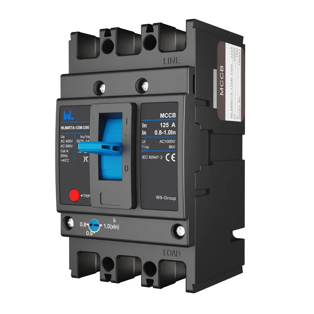 Adjustable Mccb WLM6RT-125A-3300 3P  WLM6RT Series thermal magnetic type mccb  400V/690V mccb 125A 3 Poles/4 Poles
