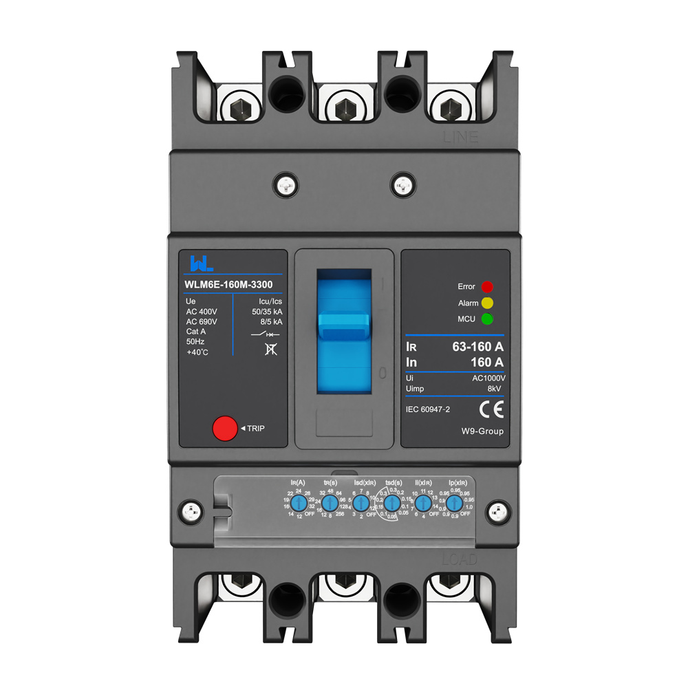 MCCB circuit breaker WLM6E-160A-3300 3P/4P WLM6E Series electronic circuit breaker lsig circuit breaker MCCB 125 A 3 Poles/4 Poles