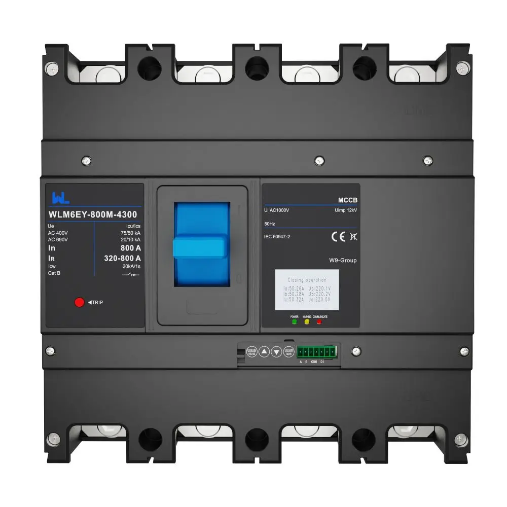 WLM6EY-800A-3300 3P/4P WLM6E Series electronic type circuit breaker 400V/690V 800 amp 3 Poles/4 Poles built in lsig molded case breaker with Modbus RS485