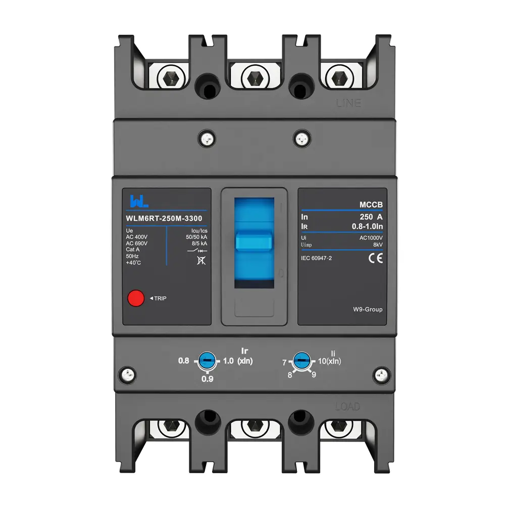 Adjustable Mccb WLM6RT-250A-3300 3P/4P  WLM6RT Series industrial thermal magnetic type circuit breaker 400V/690V mccb 250A 3/4 Poles