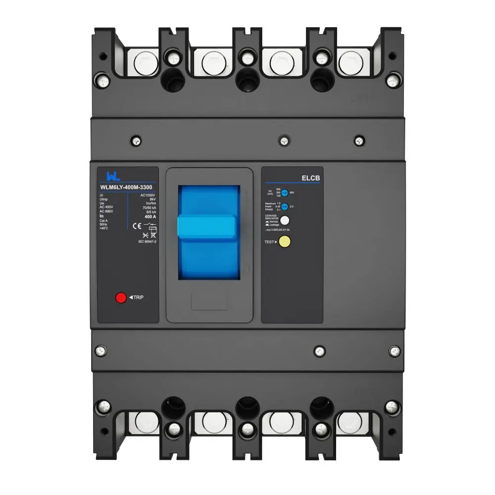 WLM6LY-400A-4300 4P   WLM6L Series earth leakage protection type RCCB 400V 400amper 3 poles 4 Poles  mccb breaker