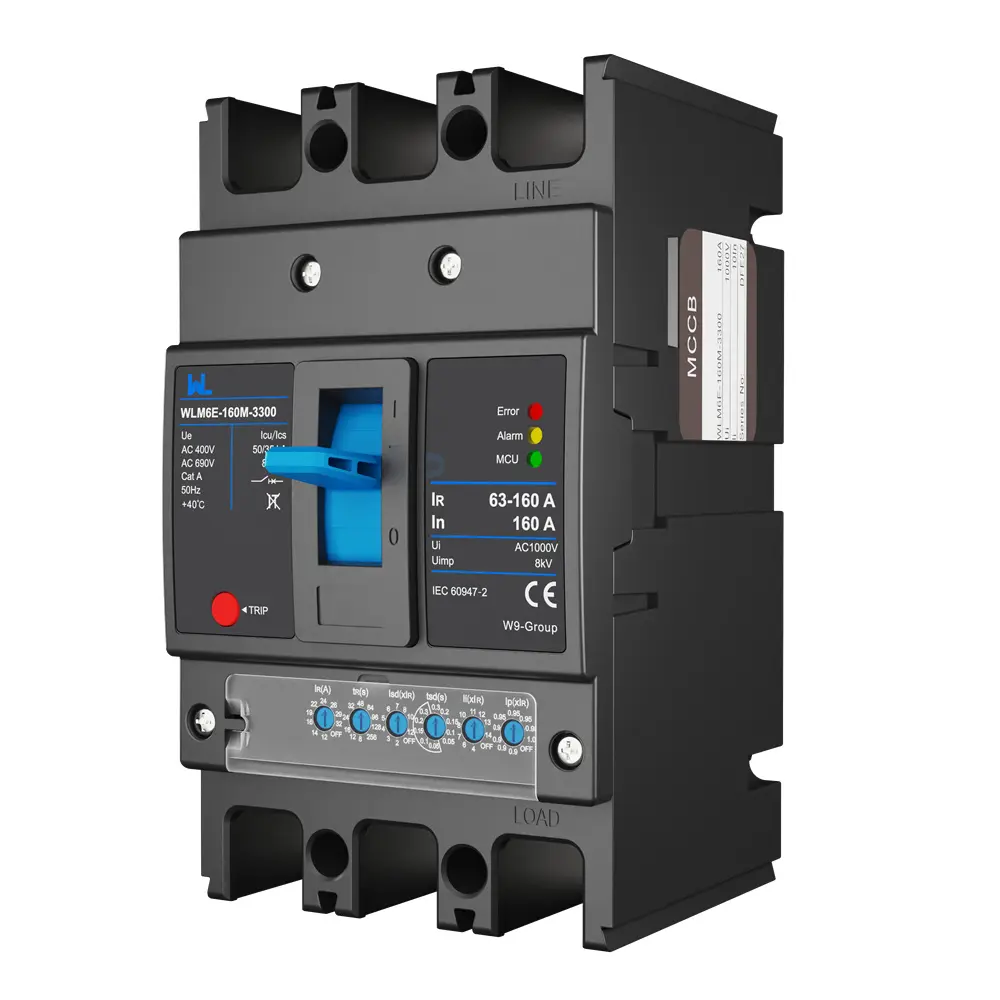 MCCB circuit breaker WLM6E-160A-3300 3P/4P WLM6E Series electronic circuit breaker lsig circuit breaker MCCB 125 A 3 Poles/4 Poles