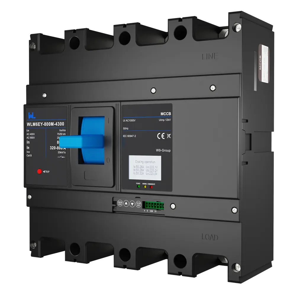 WLM6EY-800A-3300 3P/4P WLM6E Series electronic type circuit breaker 400V/690V 800 amp 3 Poles/4 Poles built in lsig molded case breaker with Modbus RS485