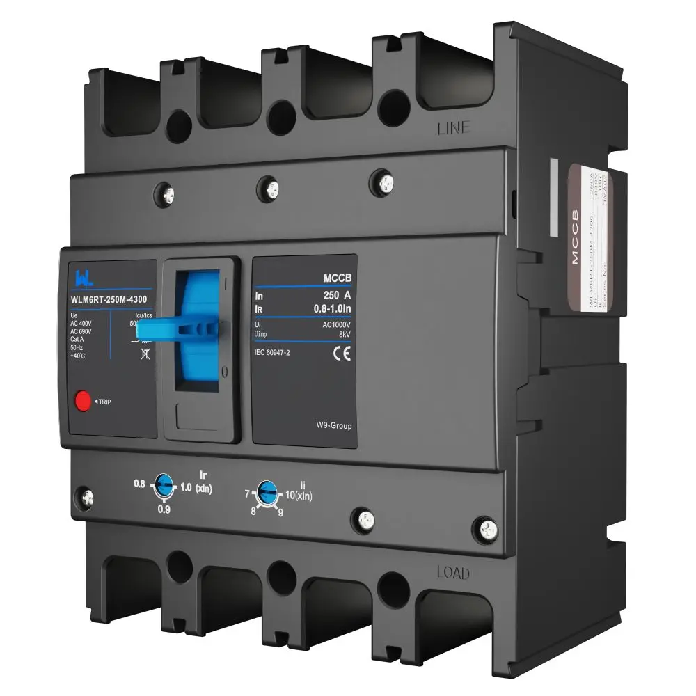 Adjustable Mccb WLM6RT-250A-3300 3P/4P  WLM6RT Series industrial thermal magnetic type circuit breaker 400V/690V mccb 250A 3/4 Poles