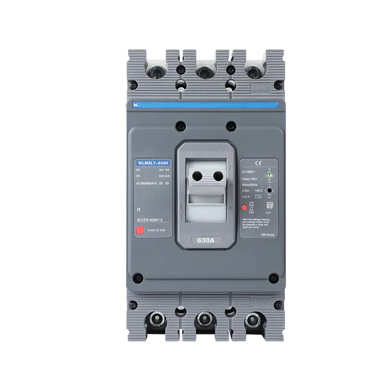 WLM8LY-630H-3300 WLM8LY Series earth leakage protection type Residual Current Circuit breaker  630A 3 poles mccb breaker