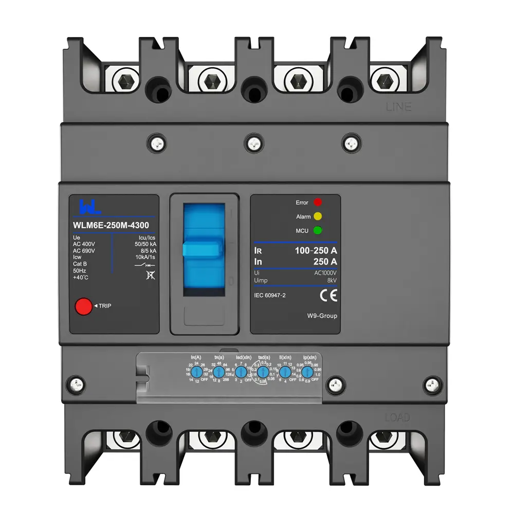 MCCB circuit breaker WLM6E-250A-3300 3P/4P WLM6E Series electronic circuit breaker Molded Case Circuit Breaker 400V/690V MCCB 250A 3/4 poles with modbus RS485