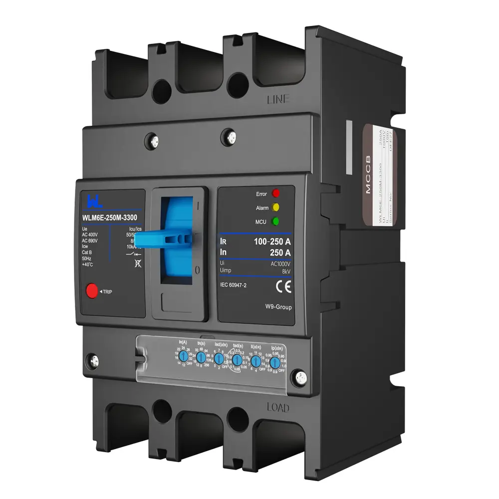 MCCB circuit breaker WLM6E-250A-3300 3P/4P WLM6E Series electronic circuit breaker Molded Case Circuit Breaker 400V/690V MCCB 250A 3/4 poles with modbus RS485