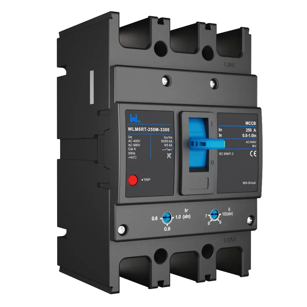 Adjustable Mccb WLM6RT-250A-3300 3P/4P  WLM6RT Series industrial thermal magnetic type circuit breaker 400V/690V mccb 250A 3/4 Poles