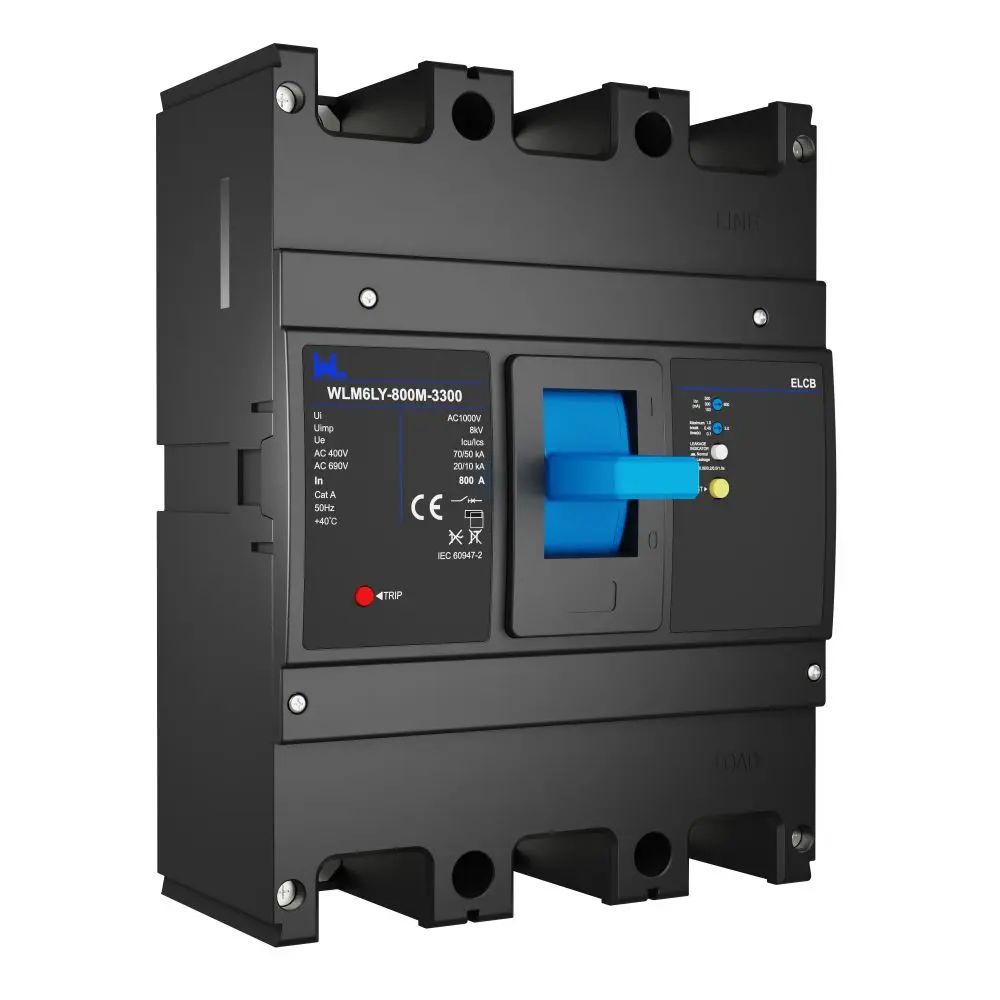 WLM6LY-800A-4300 4P   WLM6L Series earth leakage protection type RCCB 400V 800A 3 poles 4 Poles  mccb breaker