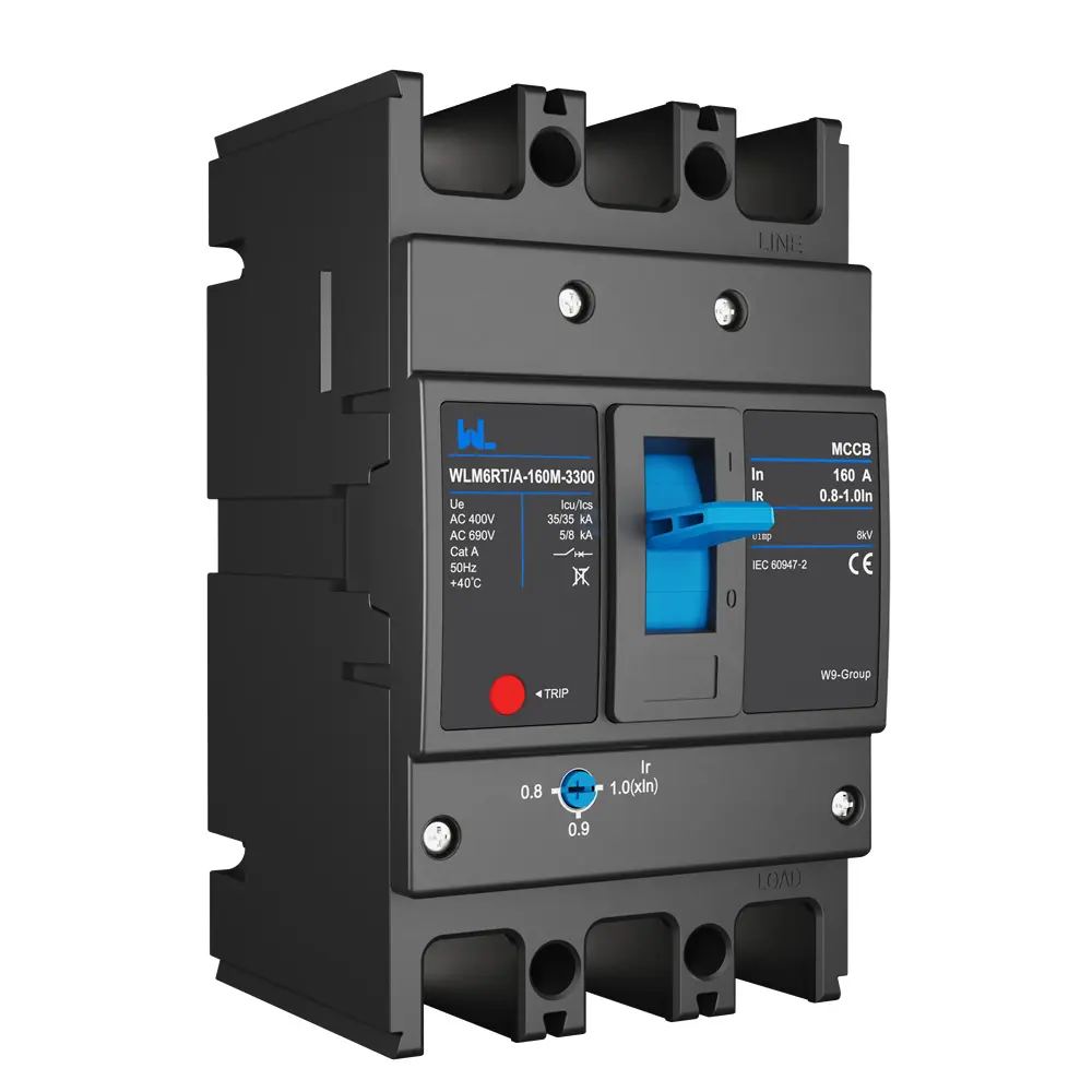 Adjustable Mccb WLM6RT-160A-3300 3P  WLM6RT Series thermal magnetic type mccb  400V/690V mccb 125A 3 Poles