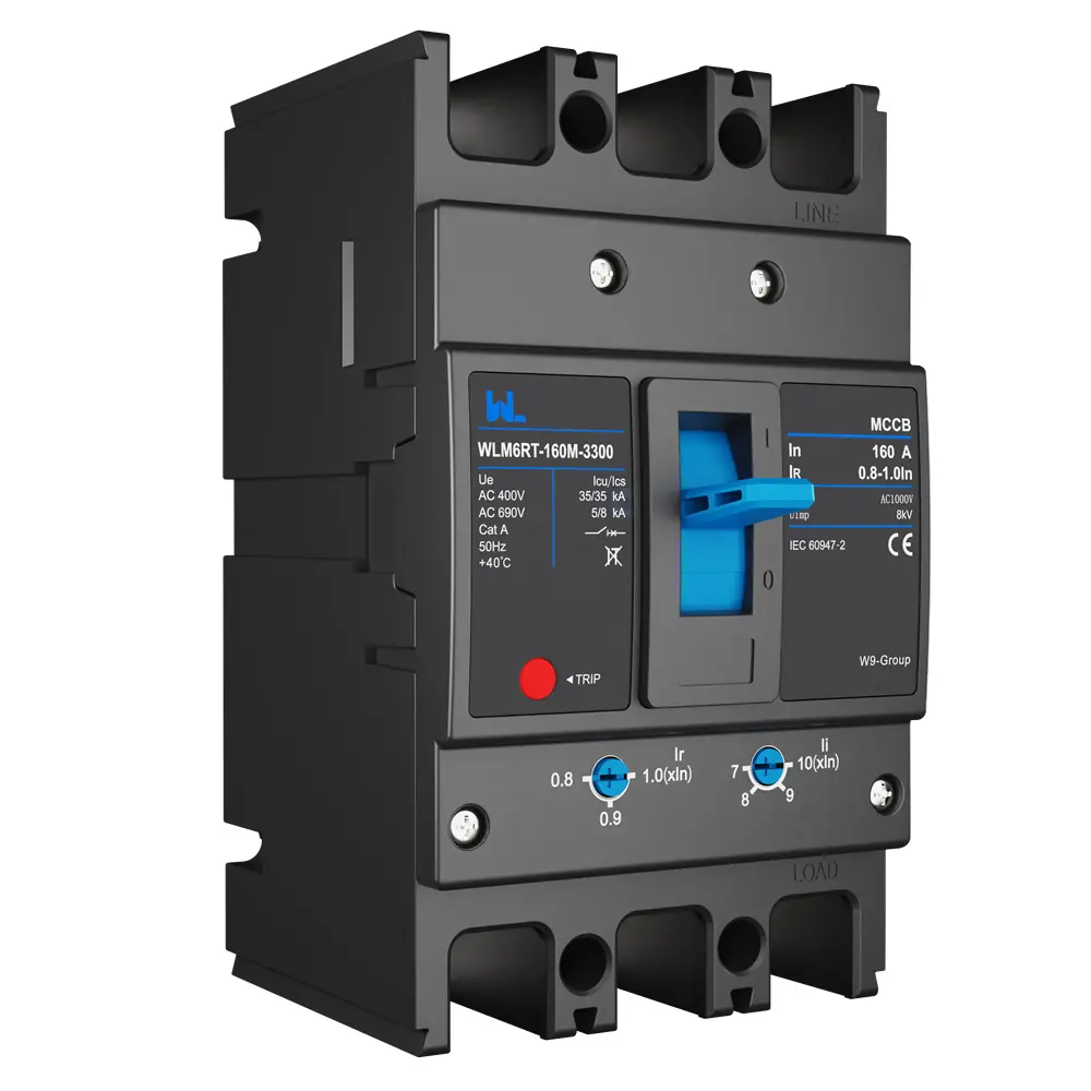 Adjustable Mccb WLM6RT-160A-3300 3P  WLM6RT Series thermal magnetic type mccb  400V/690V mccb 125A 3 Poles