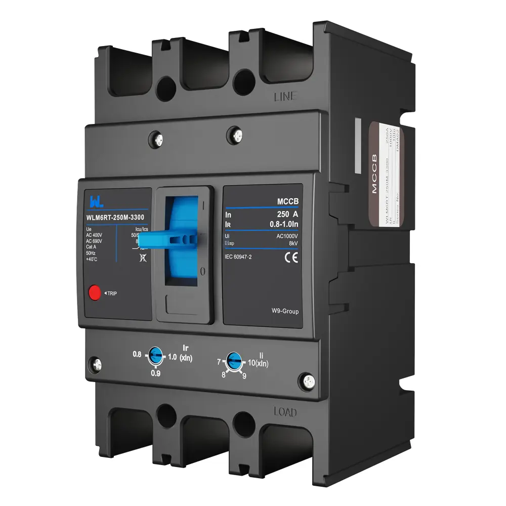 Adjustable Mccb WLM6RT-250A-3300 3P/4P  WLM6RT Series industrial thermal magnetic type circuit breaker 400V/690V mccb 250A 3/4 Poles