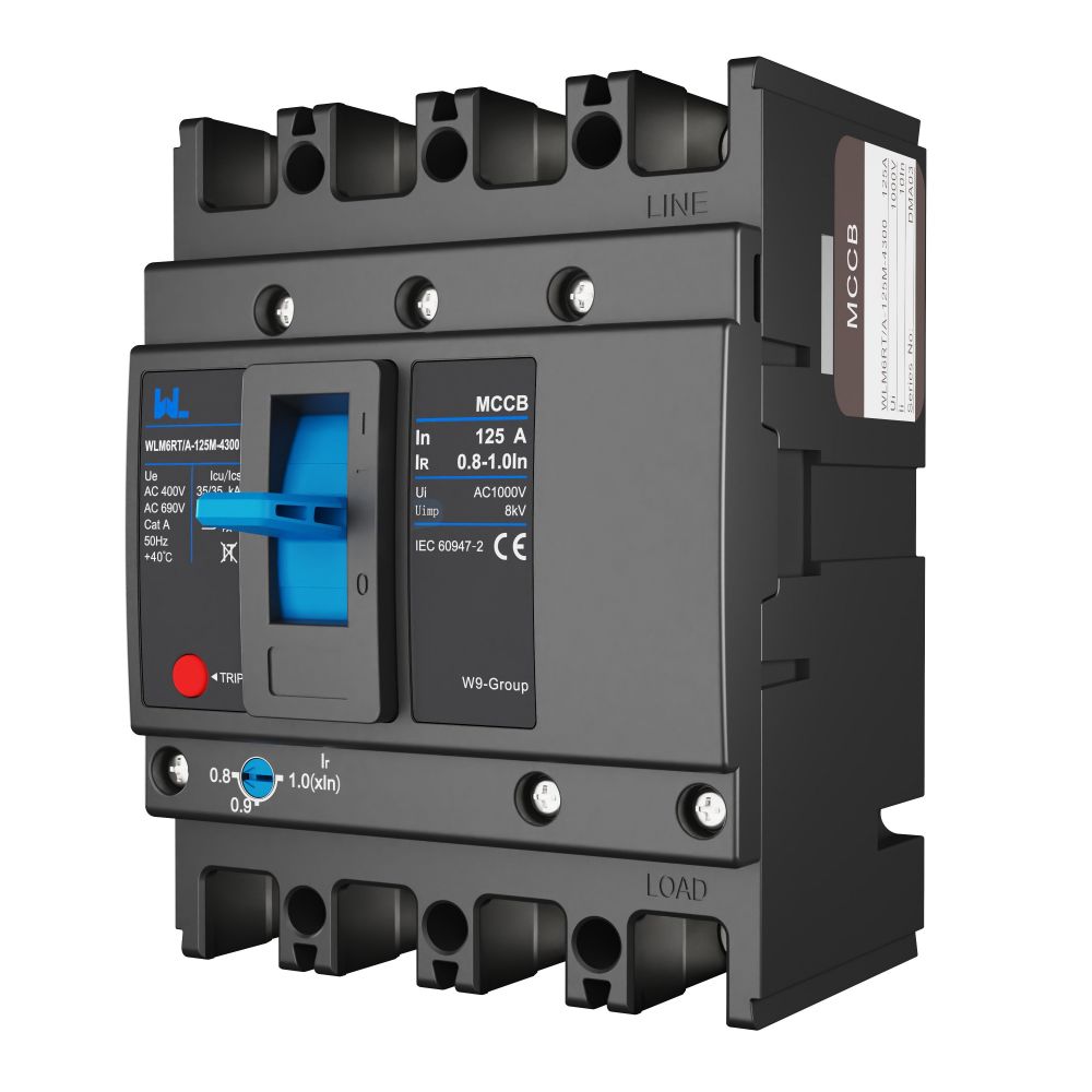 Adjustable Mccb WLM6RT-125A-3300 3P  WLM6RT Series thermal magnetic type mccb  400V/690V mccb 125A 3 Poles/4 Poles
