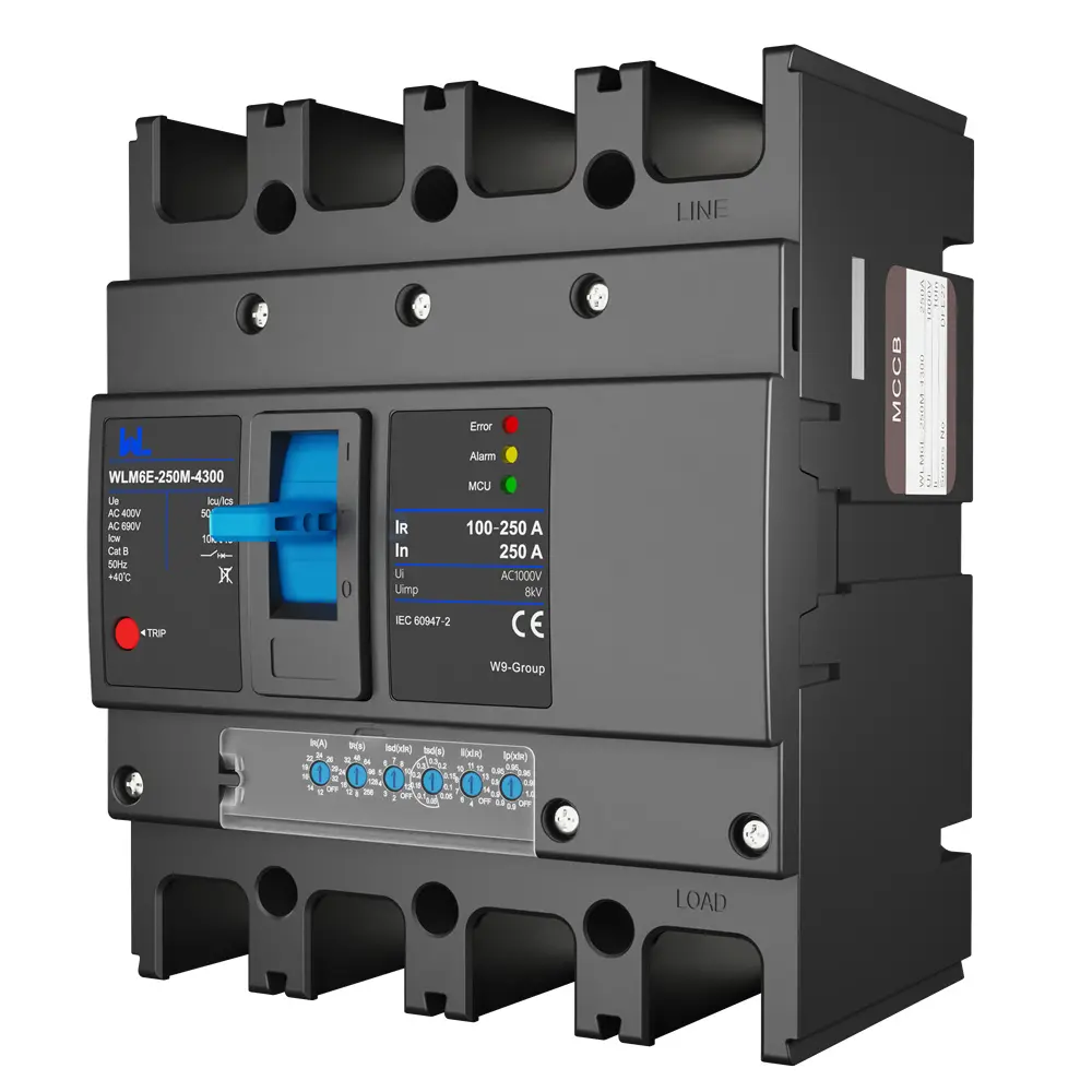 MCCB circuit breaker WLM6E-250A-3300 3P/4P WLM6E Series electronic circuit breaker Molded Case Circuit Breaker 400V/690V MCCB 250A 3/4 poles with modbus RS485