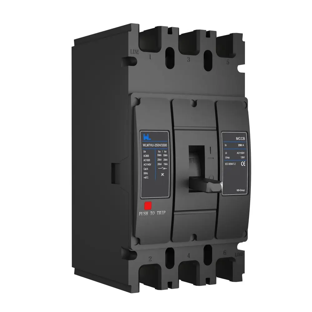 WLM7HU-250-3300 3P Photovoltaic solar mccb molded case circuit breaker 800V mccb 800VAC/1000VAC/1140VAC mccb 250A mccb