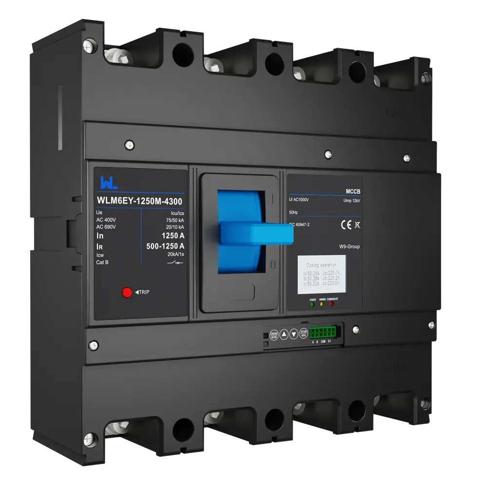 WLM6EY-1250A-3300 3P/4P liquid crystal type  MCCB 1250A electronic circuit breaker 400V/690V 3 Poles /4 Poles with Modbus RS485