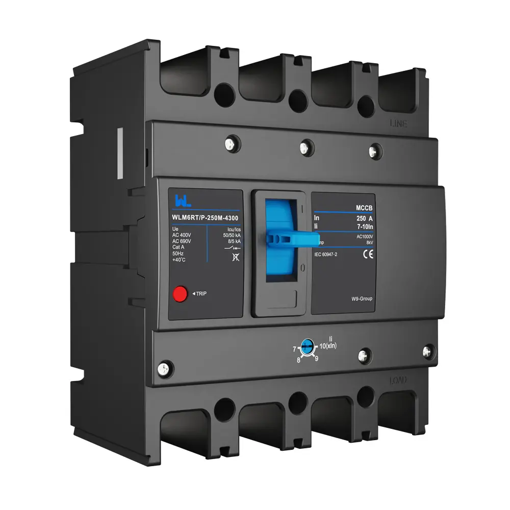 Adjustable Mccb WLM6RT-250A-3300 3P/4P  WLM6RT Series industrial thermal magnetic type circuit breaker 400V/690V mccb 250A 3/4 Poles