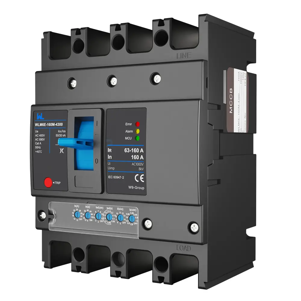 MCCB circuit breaker WLM6E-160A-3300 3P/4P WLM6E Series electronic circuit breaker lsig circuit breaker MCCB 125 A 3 Poles/4 Poles
