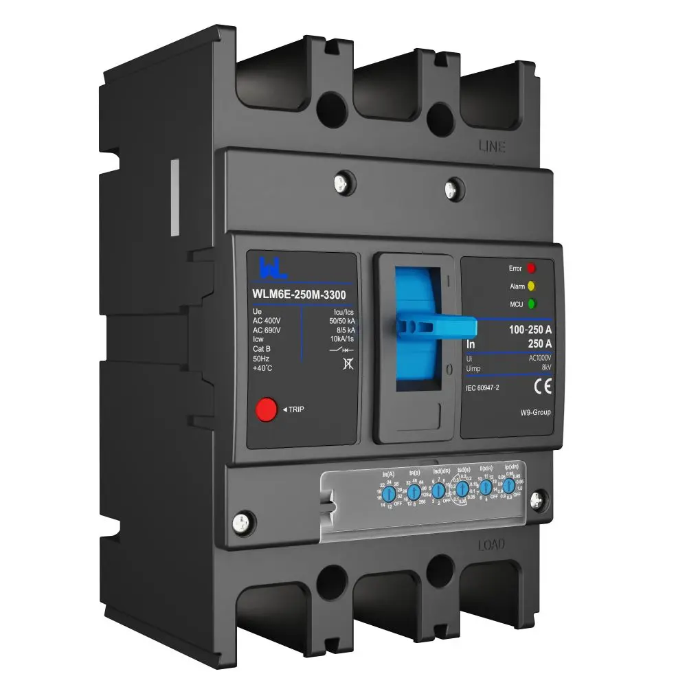 MCCB circuit breaker WLM6E-250A-3300 3P/4P WLM6E Series electronic circuit breaker Molded Case Circuit Breaker 400V/690V MCCB 250A 3/4 poles with modbus RS485