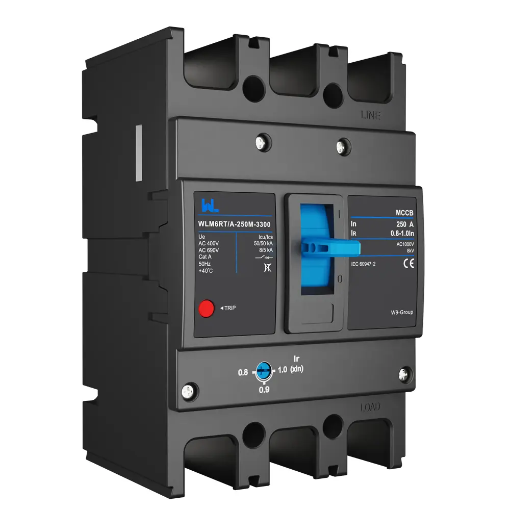 Adjustable Mccb WLM6RT-250A-3300 3P/4P  WLM6RT Series industrial thermal magnetic type circuit breaker 400V/690V mccb 250A 3/4 Poles