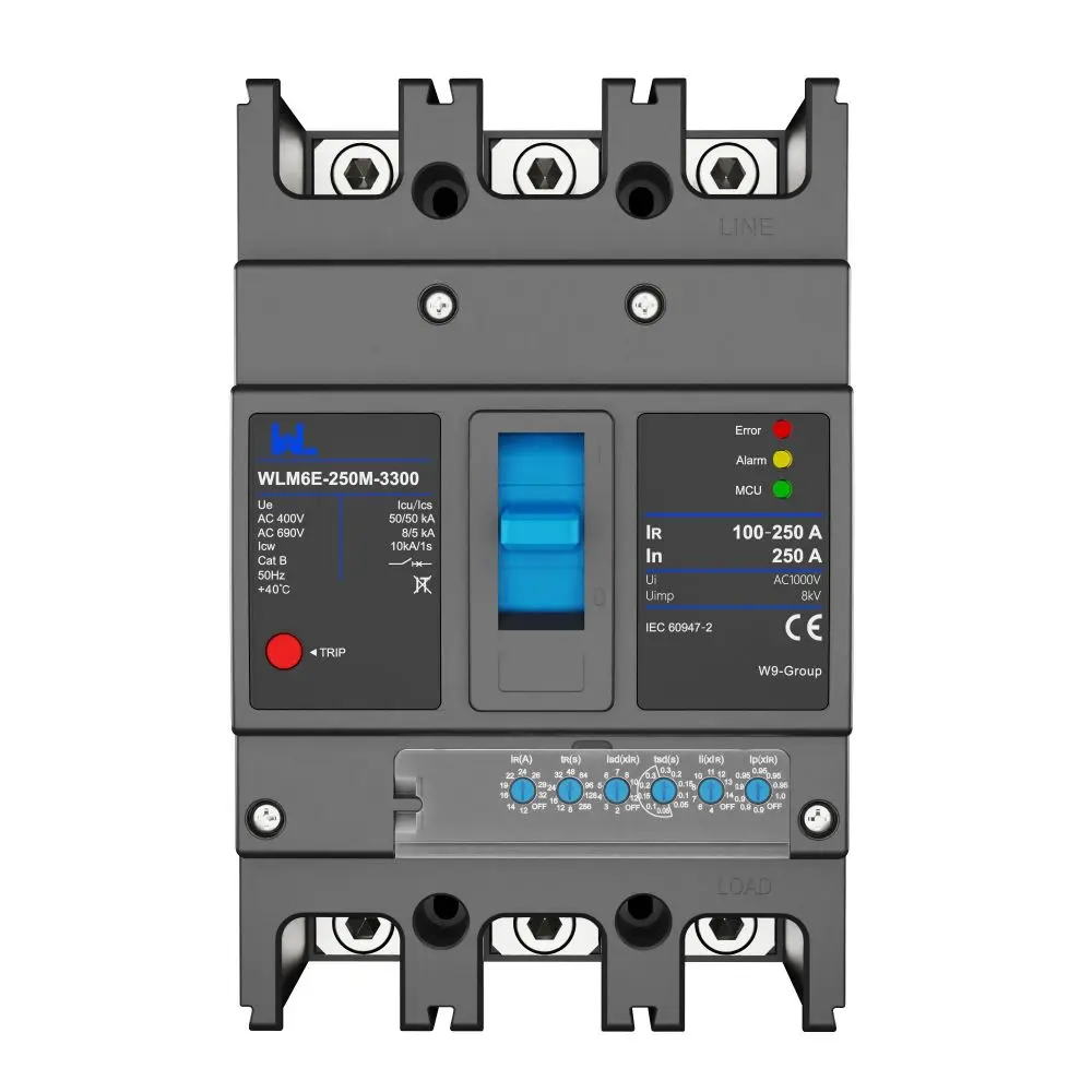 MCCB circuit breaker WLM6E-250A-3300 3P/4P WLM6E Series electronic circuit breaker Molded Case Circuit Breaker 400V/690V MCCB 250A 3/4 poles with modbus RS485