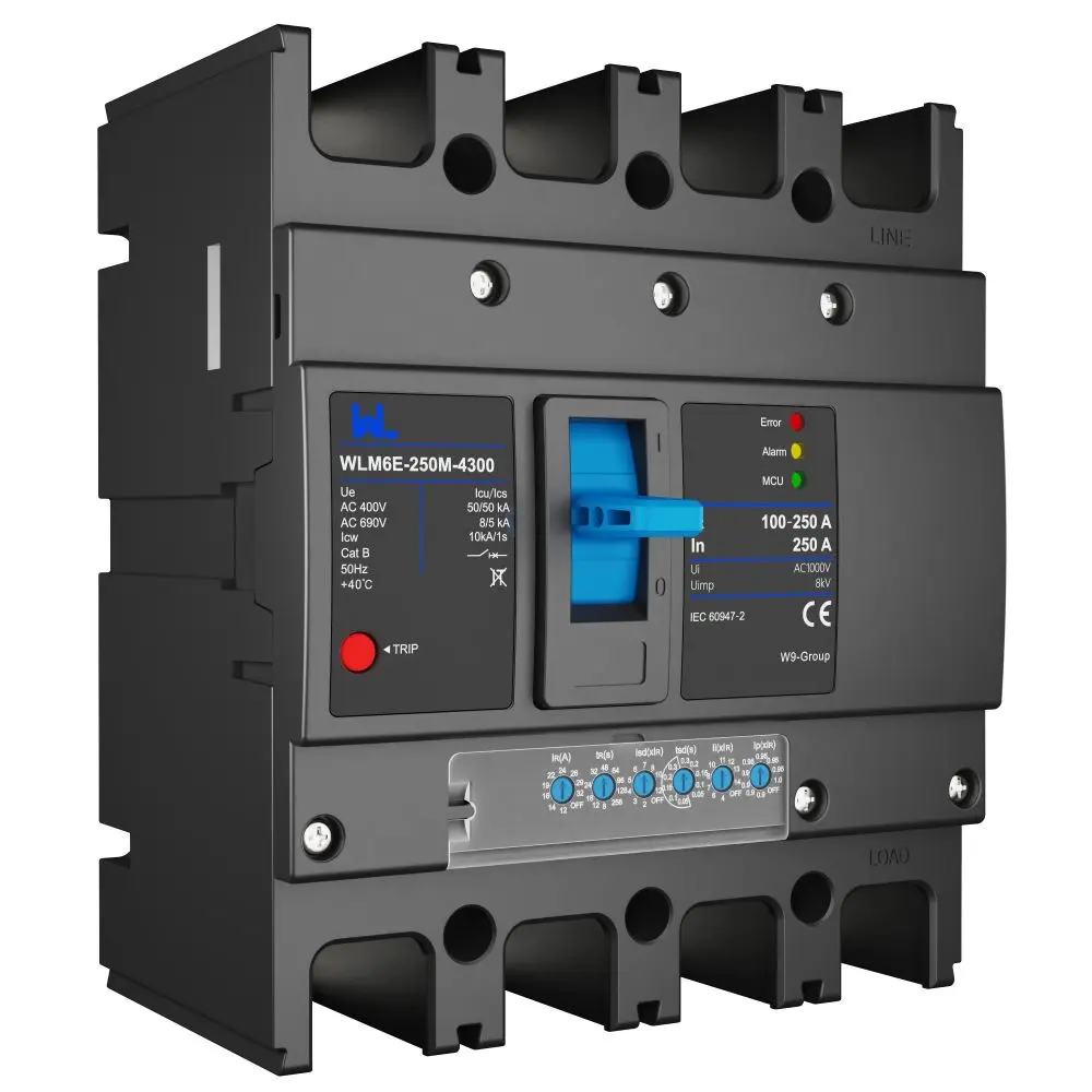 MCCB circuit breaker WLM6E-250A-3300 3P/4P WLM6E Series electronic circuit breaker Molded Case Circuit Breaker 400V/690V MCCB 250A 3/4 poles with modbus RS485