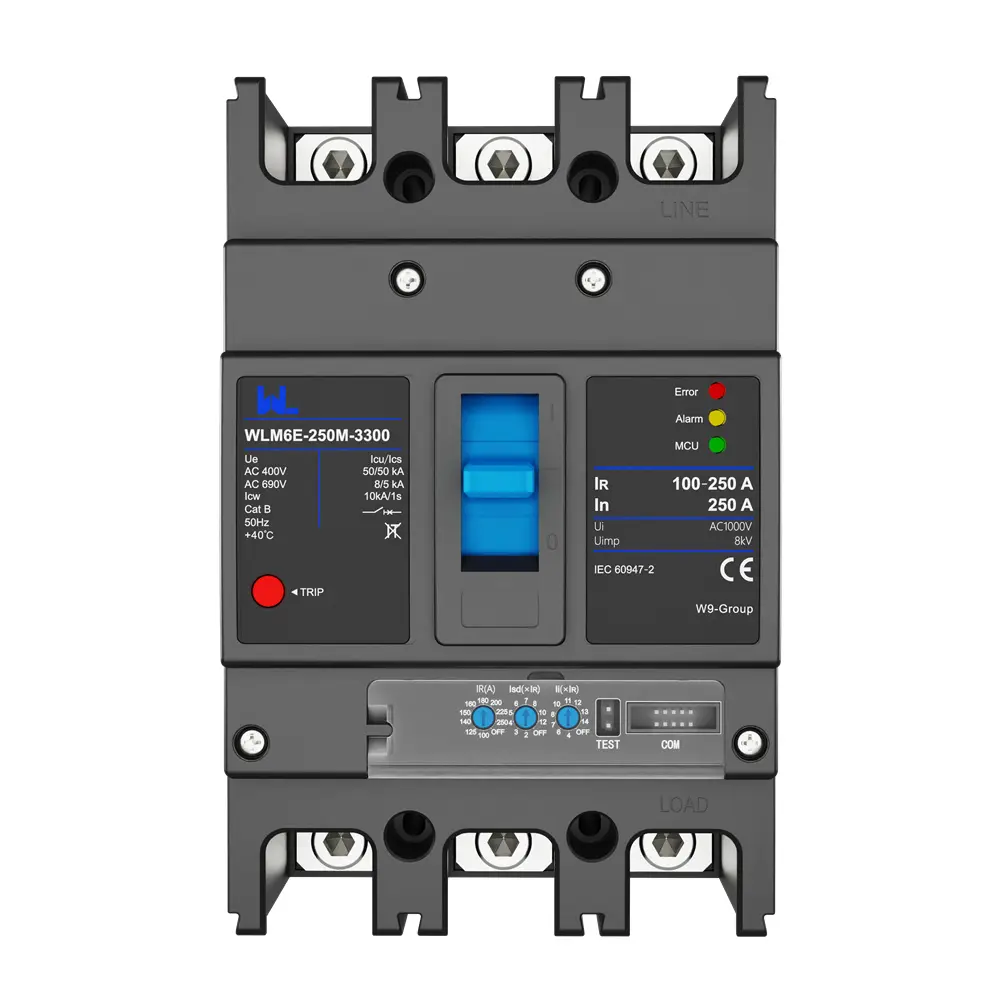 MCCB circuit breaker WLM6E-250A-3300 3P/4P WLM6E Series electronic circuit breaker Molded Case Circuit Breaker 400V/690V MCCB 250A 3/4 poles with modbus RS485
