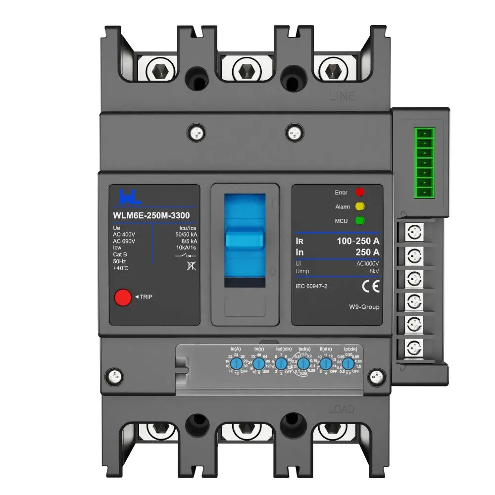 MCCB circuit breaker WLM6E-250A-3300 3P/4P WLM6E Series electronic circuit breaker Molded Case Circuit Breaker 400V/690V MCCB 250A 3/4 poles with modbus RS485