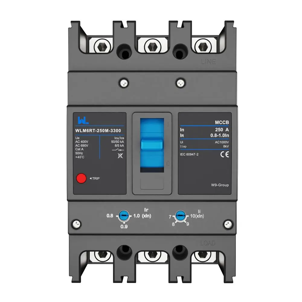 Adjustable Mccb WLM6RT-250A-3300 3P/4P  WLM6RT Series industrial thermal magnetic type circuit breaker 400V/690V mccb 250A 3/4 Poles