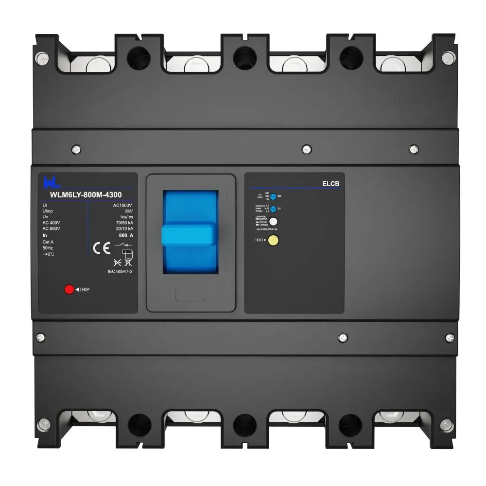 WLM6LY-800A-4300 4P   WLM6L Series earth leakage protection type RCCB 400V 800A 3 poles 4 Poles  mccb breaker