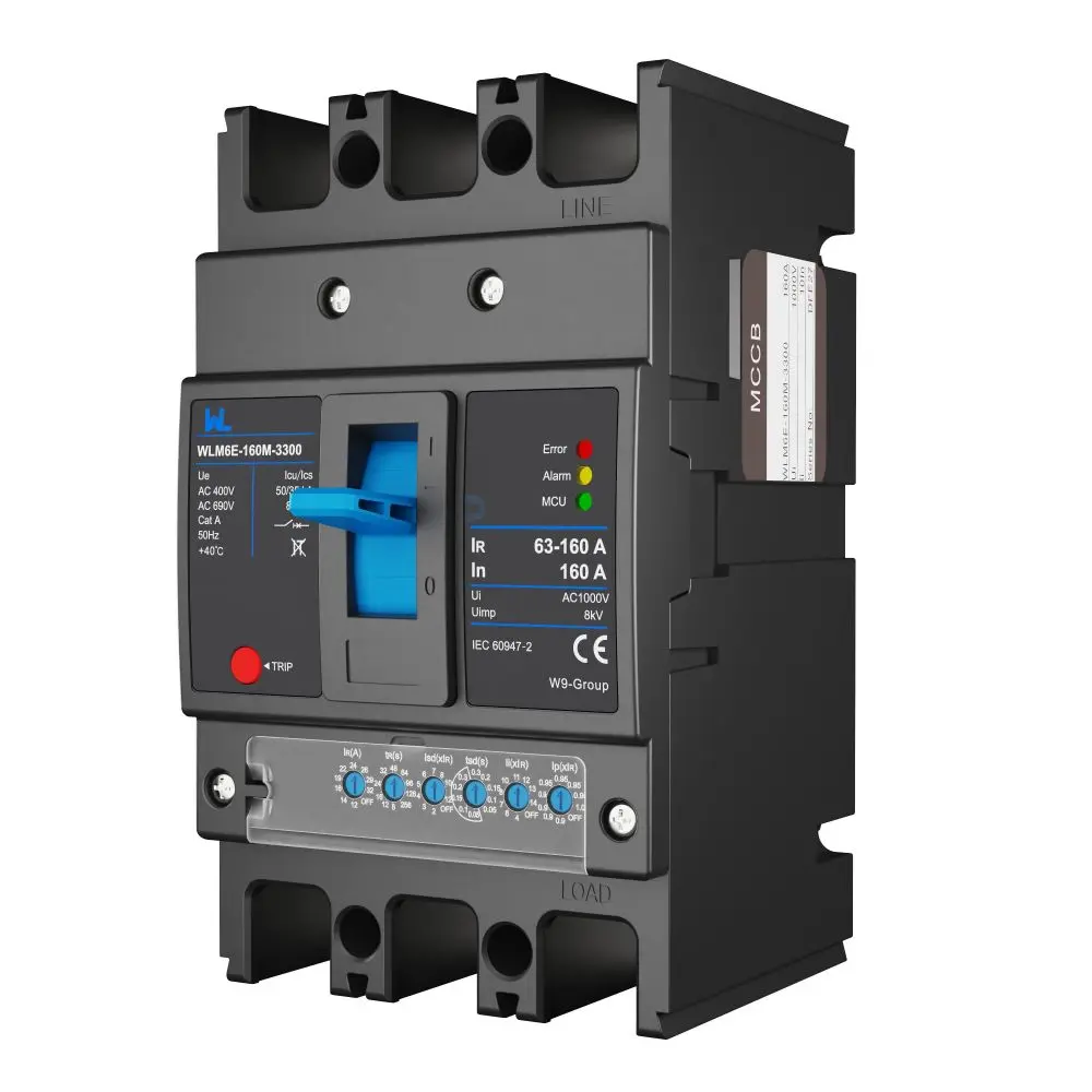 MCCB circuit breaker WLM6E-160A-3300 3P/4P WLM6E Series electronic circuit breaker lsig circuit breaker MCCB 125 A 3 Poles/4 Poles