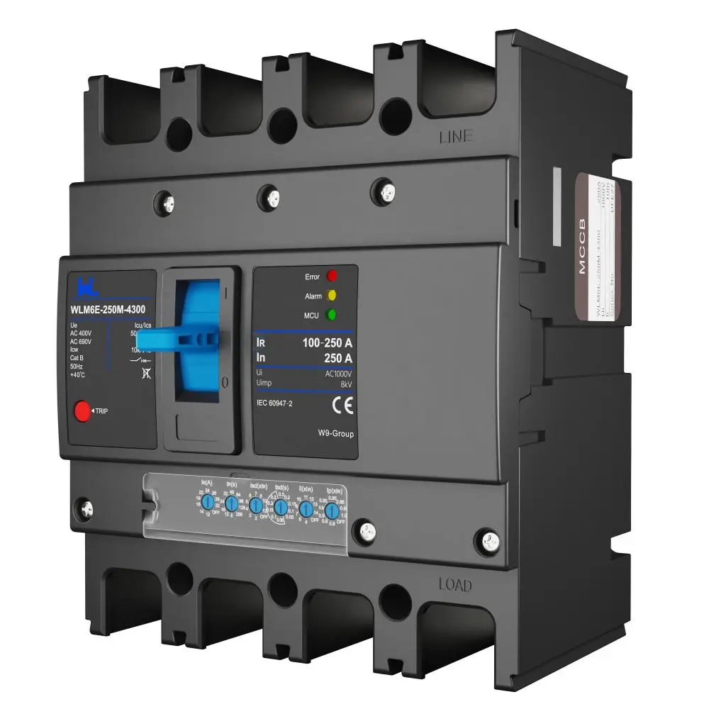 MCCB circuit breaker WLM6E-250A-3300 3P/4P WLM6E Series electronic circuit breaker Molded Case Circuit Breaker 400V/690V MCCB 250A 3/4 poles with modbus RS485