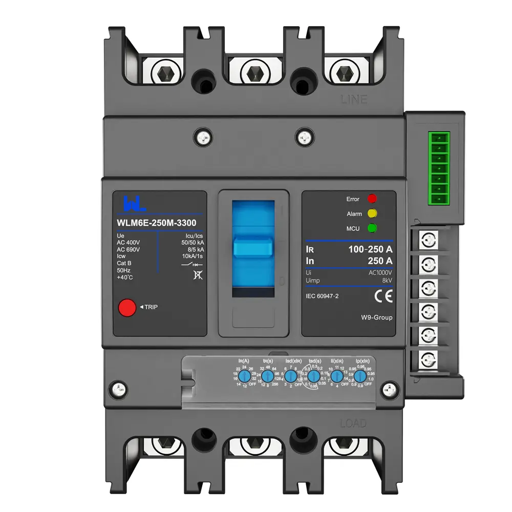 MCCB circuit breaker WLM6E-250A-3300 3P/4P WLM6E Series electronic circuit breaker Molded Case Circuit Breaker 400V/690V MCCB 250A 3/4 poles with modbus RS485