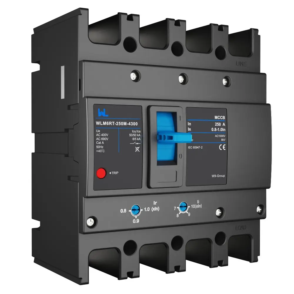 Adjustable Mccb WLM6RT-250A-3300 3P/4P  WLM6RT Series industrial thermal magnetic type circuit breaker 400V/690V mccb 250A 3/4 Poles